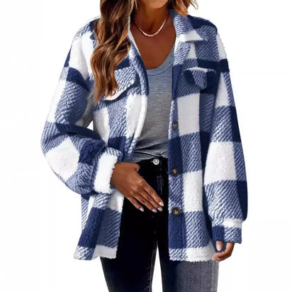 Plaid Lambswool  Pocket Jacket