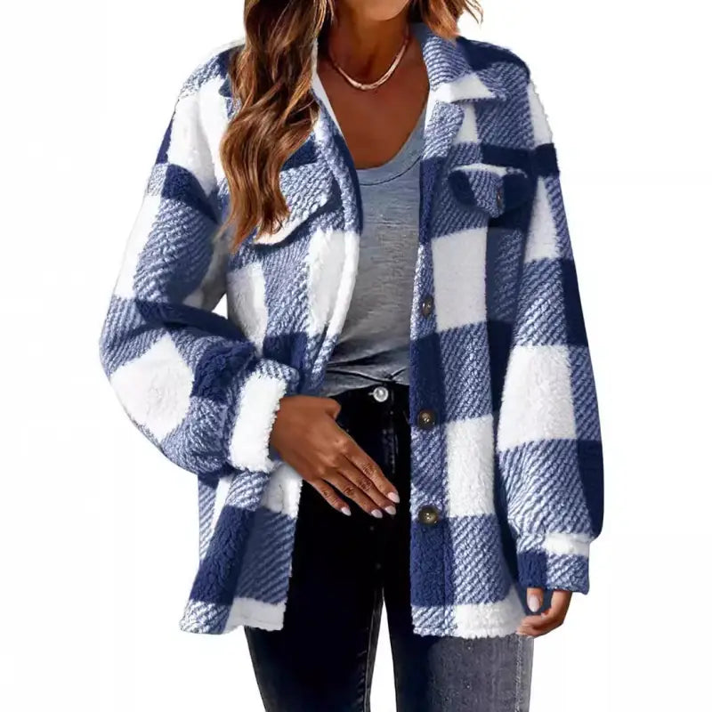 Plaid Lambswool  Pocket Jacket