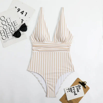 Striped One Piece Swimsuit