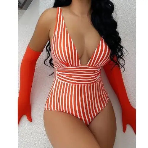 Striped One Piece Swimsuit