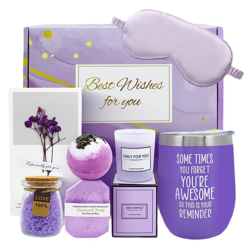 Purple Spa Set With Cup-Candle