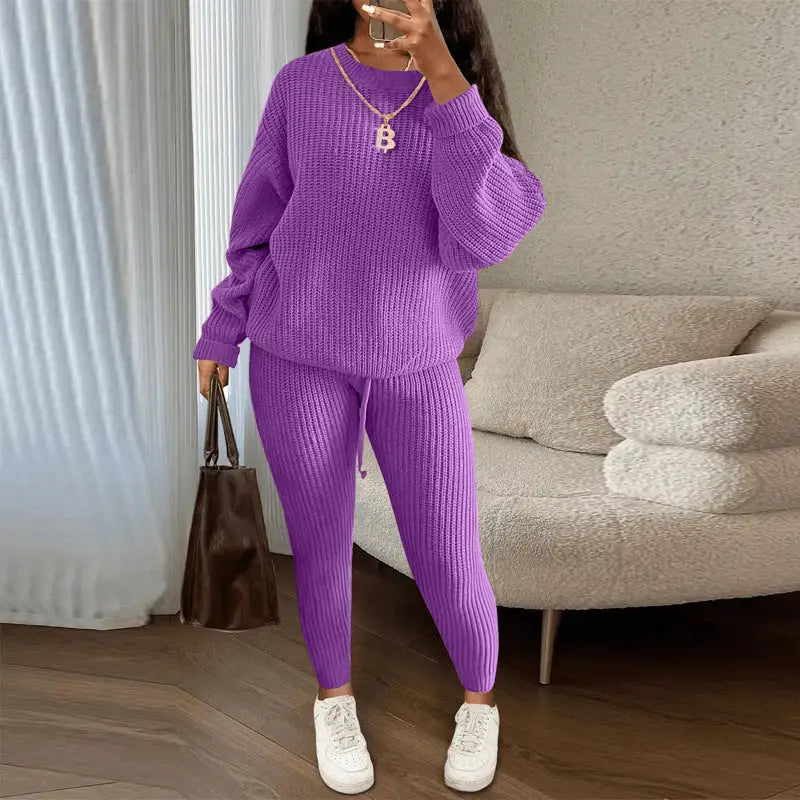 Casual Knitted Suit Trouser Set