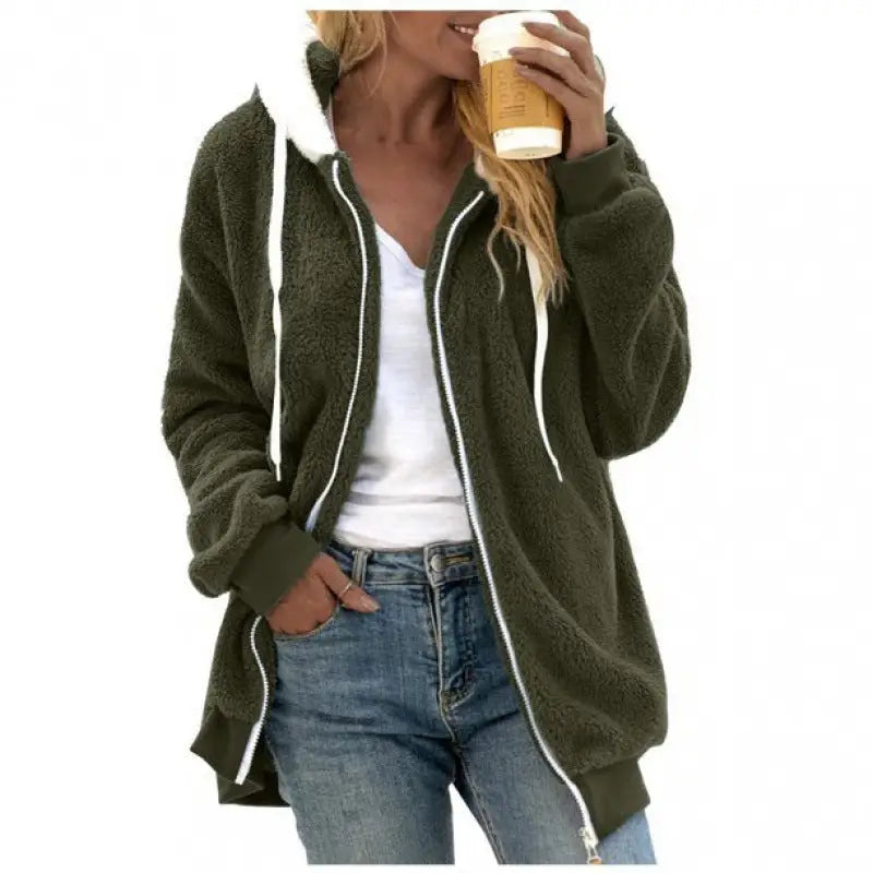 Fleece Zipper hooded Sweater
