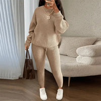 Casual Knitted Suit Trouser Set