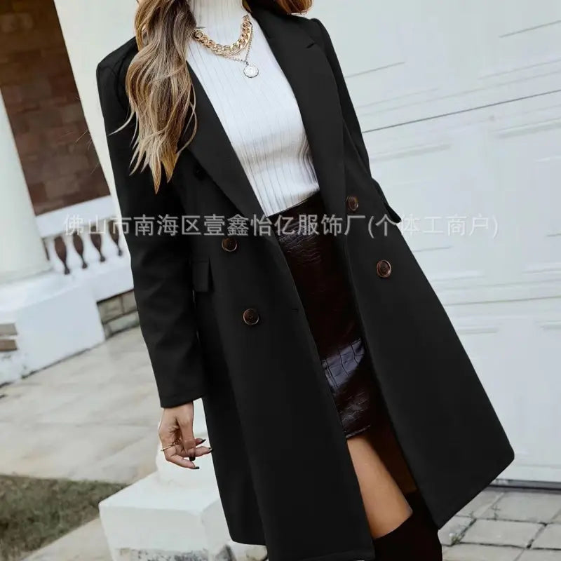  Elegant Double-Breasted Tweed Coat