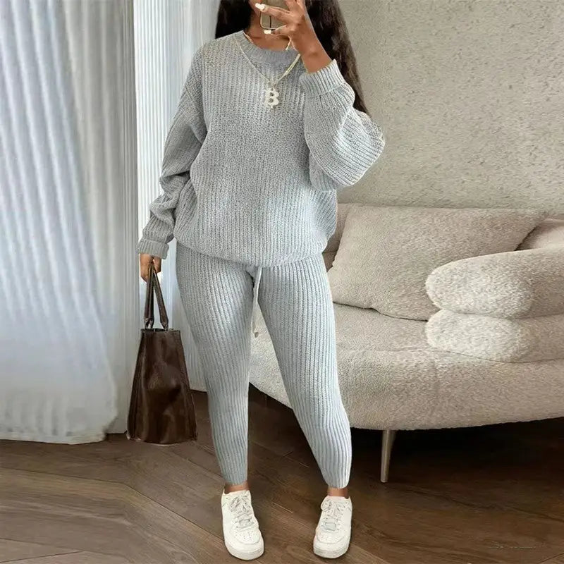Casual Knitted Suit Trouser Set