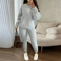 Casual Knitted Suit Trouser Set