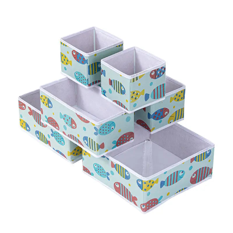 Six-Piece Of Lidless Folding Storage Box Set