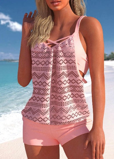 Conservative Solid Color Tankini