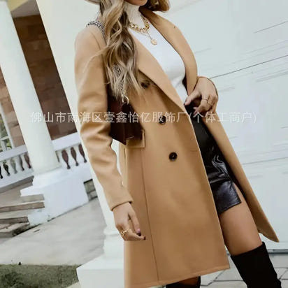 Elegant Double-Breasted Tweed Coat