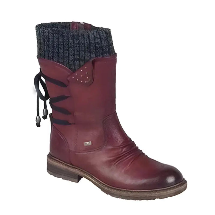 Thick-Heeled Mid-Leg Woolen Boots