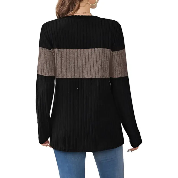 Contrast Patchwork Long Sleeve  Top