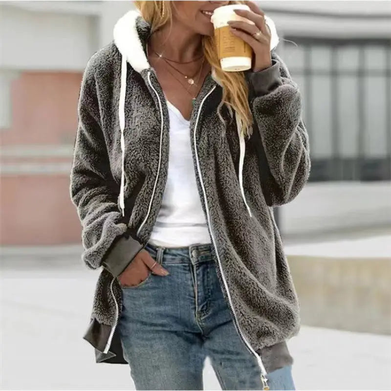 Fleece Zipper hooded Sweater