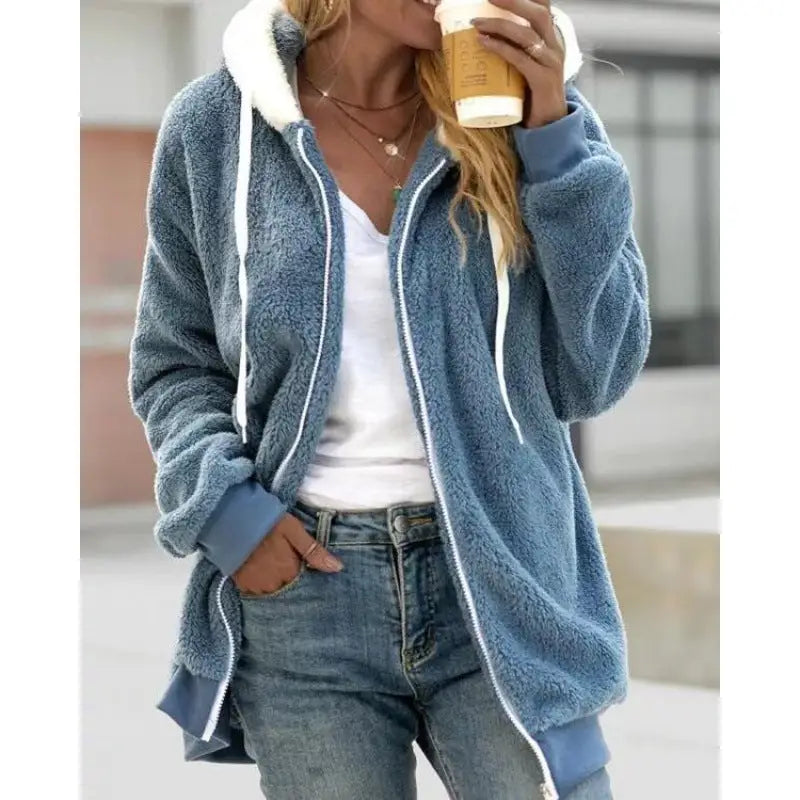 Fleece Zipper hooded Sweater