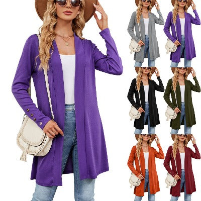 Loose Long Sleeve Knitted Cardigan - Stylish & Comfortable