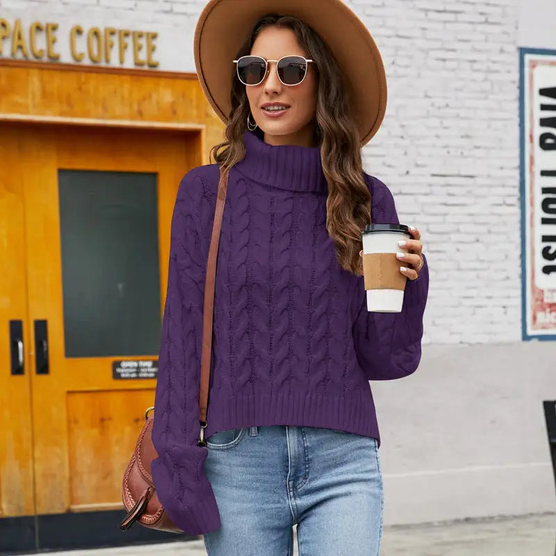 Twist Turtleneck Knit Sweater