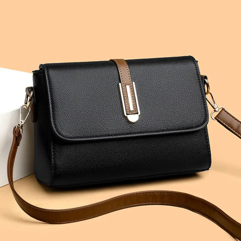 Soft leather fashion small bag women's 2024 new simple texture small square bag net red foreign style shoulder crossbody bag