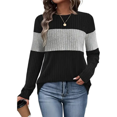 Contrast Patchwork Long Sleeve  Top