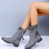 Thick-Heeled Mid-Leg Woolen Boots