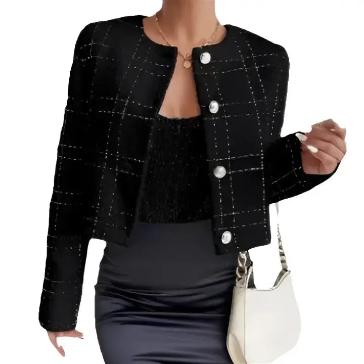 Plaid Button  Coat