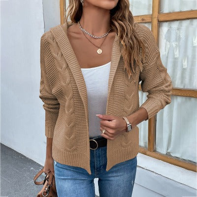 Fashion Casual Solid Color Hooded Cardigan - Stylish & Versatile