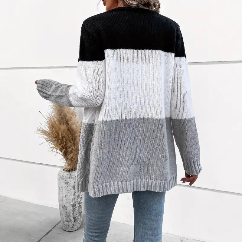 Color-Blocked Knit Cardigan