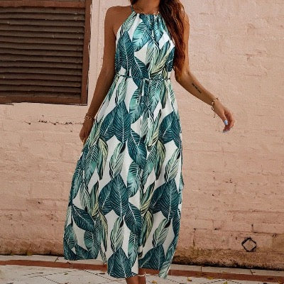  Halter Bohemian Dress Vacation Casual Long Dress