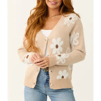 Fluffy Flower Knitted Cardigan