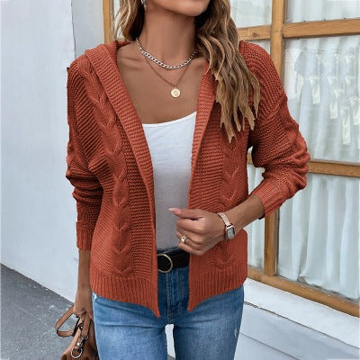 Fashion Casual Solid Color Hooded Cardigan - Stylish & Versatile