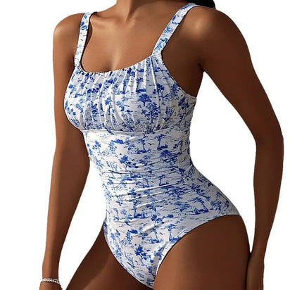 Floral Printed Conservative One-piece Swimsuit