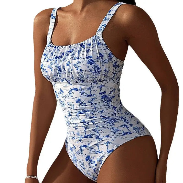 Floral Printed Conservative One-piece Swimsuit