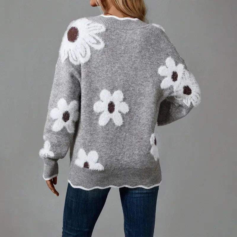 flower knit cardigan