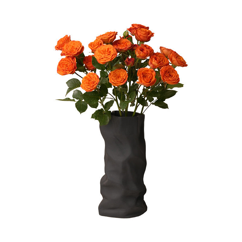 Black and White Pleated Vase