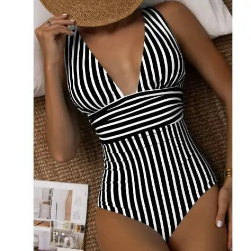 Striped One Piece Swimsuit