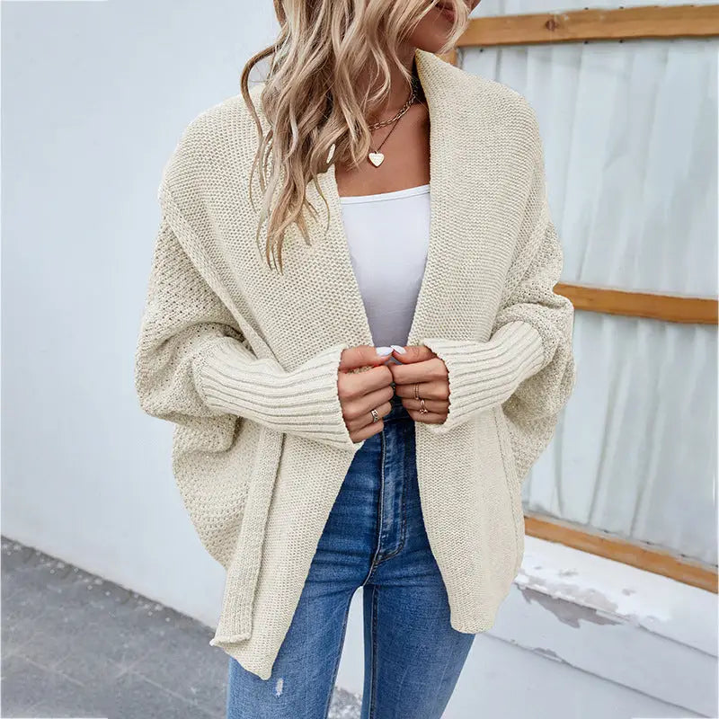Solid Color Batsleeve Cardigan