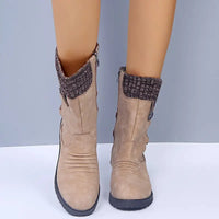 Thick-Heeled Mid-Leg Woolen Boots