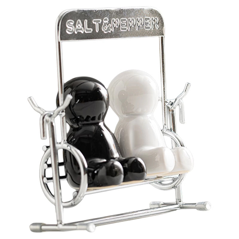 Creative Black and White Cute People Salt Shaker Set 
