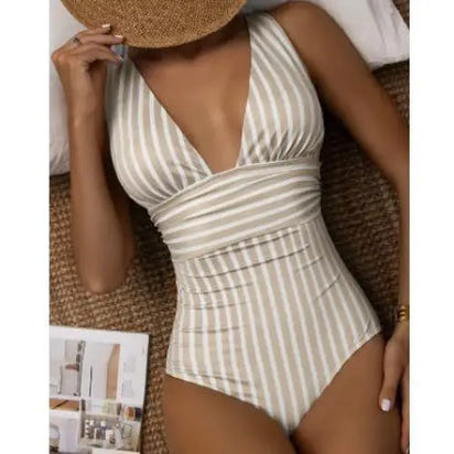 Striped One Piece Swimsuit
