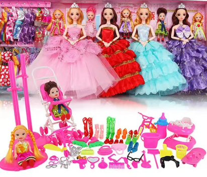 Large Doll Set with Cloths