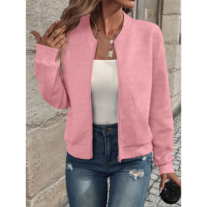 Solid Color Zipper Jacket