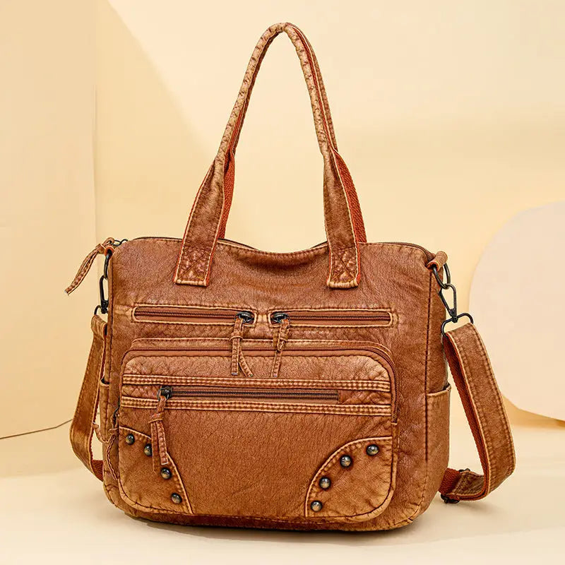 Cross-border new women's bags, European and American retro large-capacity tote bags, middle-aged mom bags, one-shoulder crossbody bags, foreign trade backpacks