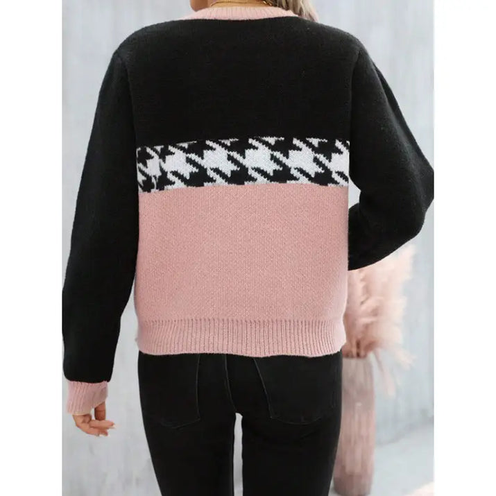 Contrast Pullover  Knitted Sweater