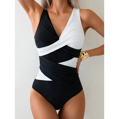 Color Block One Piece Swimsuit