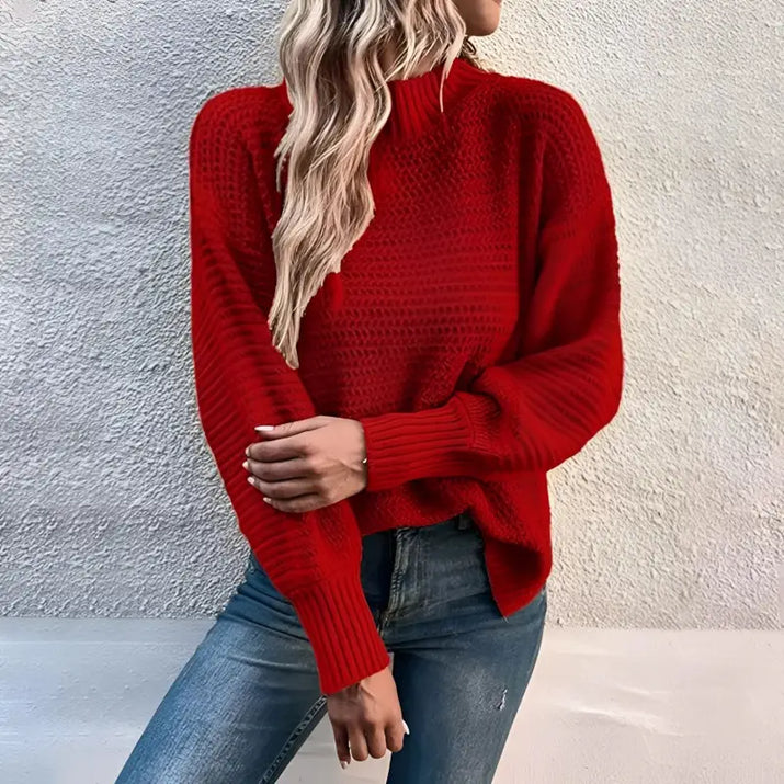 red  Knitted Loose Sweater