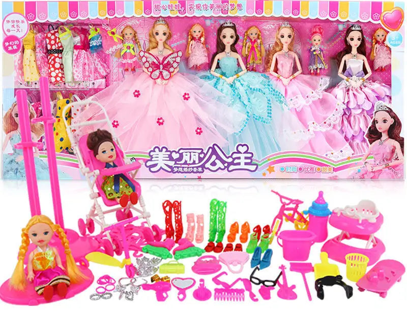 Large Doll Set with Cloths