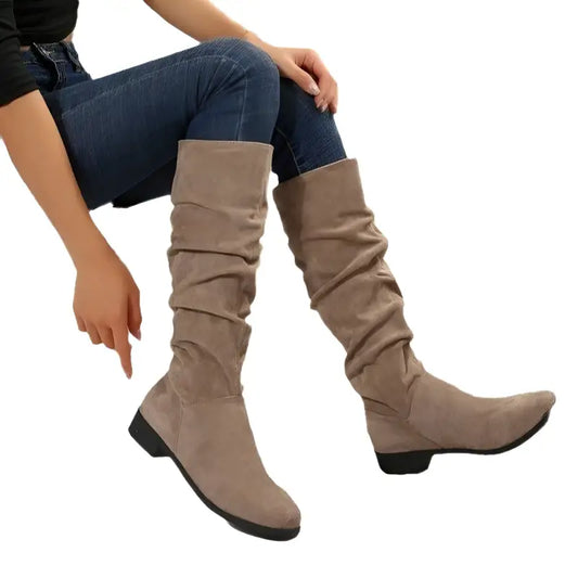 Casual Suede Pullover  High Boots