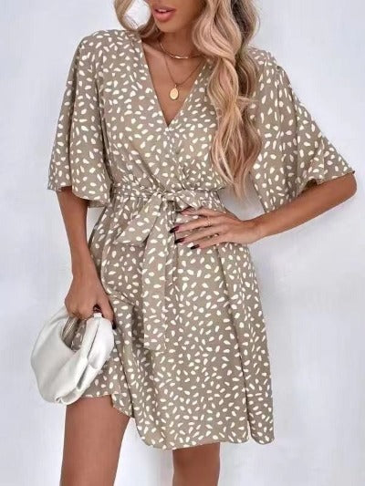 beige Women's Short-sleeved Dress