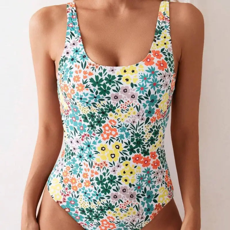 Flower Print One Piece Swimsuit