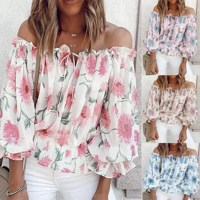 Off-The-Shoulder Chiffon Blouse