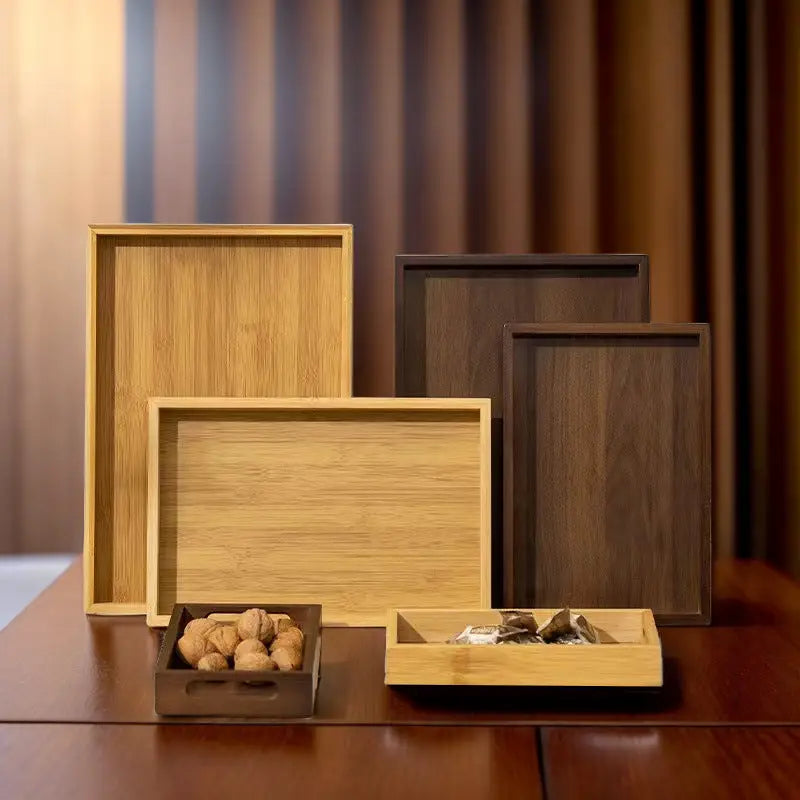 Bamboo Wood Tray With Handle
